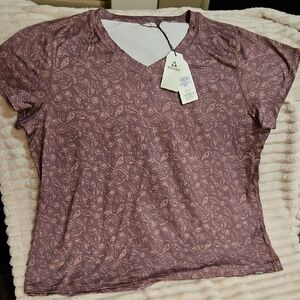 A New Day Women's Mauve Floral Short Sleeve Tee